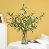 Adereços de Simulação Ramo de Oliveira 4 Garfos Folha de Oliveira Flor Artificial Decoração de Piso para Casa Decoração Estilo Europeu Folhas de Planta de Simulação