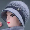 Chapéu de Outono Inverno para Mãe de Meia-Idade e Idosa Chapéu de Lã Grosso com Borla e Veludo Extra para Mulheres Senhora Idosa Chapéu de Tricô Quente para Proteção contra o Frio Vovó
