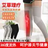 Rodillera elástica de punto alargada de doble cara cálida para hombres y mujeres, leggings de rodillera de invierno, leggings de artemisa para ancianos