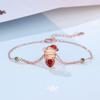 Pulsera original de oso navideño para mujer, pulsera de plata esterlina, oro rosa, corazón de circonita, diseño de nicho, regalo navideño
