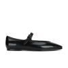 Cinturón de Piel de Cordero Estilo Francés Retro Hebilla Plana Zapatos Planos Mary Jane Boca en V Zapatos de Ballet para Mujer Boca Baja Temperamento de Oficina
