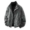 Chaqueta Personalizable de Talla Europea Transfronteriza con Cuello Alto Estilo Americano para Hombre Primavera Otoño Retro Casual Holgada para Personas con Sobrepeso Tallas Extras Ropa de Abrigo para Hombre