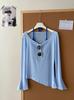 Conjunto de Duas Peças de Blusa e Camiseta para Mulheres, Estilo Férias de Verão com Camisola Acolchoada, Top Muito Bonito de Ombro a Ombro