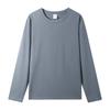Primavera y Otoño 230g Pesado Peinado Manga Larga Camiseta Base Algodón Color Sólido Holgada Cuello Redondo Camiseta Estampada Ropa de Trabajo
