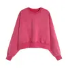 Sudadera Pesada Lavada Desgastada con Spray de Caballo Cuello Redondo para Mujer Chaqueta Corta Retro Batik Sexy Top Pulóver