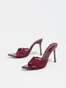 Fornecimento Transfronteiriço de Sapatos de Salto Alto Femininos com Tiras, Bico Fino e Bordados de Renda, Mules Elegantes e Versáteis para Boates na Primavera e no Verão