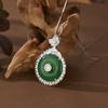 Collar de hebilla de la paz de calcedonia verde de plata esterlina 925 para mujer Joyería de diamantes con incrustaciones Hao Joyería de estilo chino Regalo fabricantes venta al por mayor