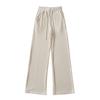 Pantalones anchos de pierna ancha para mujer, de estilo americano, con cintura alta y cordón ajustable, de punto, rectos y casuales, para otoño