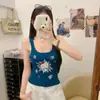 Camisola Estilo Pura Pasión Sexy Chica Caliente Estampado de Dibujos Animados Ropa Interior para Mujer con Copas y Espalda Descubierta Top Versátil Verano