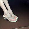 Nuevas Sandalias de Verano con Punta Abierta 2025 Moda Estilo Hada Lazo Pedrería Sandalias de Tacón Alto