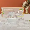 Conjunto de Doze Peças de Xícara e Pires para Café Turco, Conjunto de Xícara e Pires com Borboleta de Aparência Sofisticada, Luxo Acessível Vidro com Borda Dourada, 6 Xícaras e 6 Pires