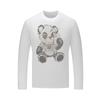 Camiseta de Manga Larga Estilo Europeo para Hombre con Diseño de Oso de Pedrería, Ajuste Delgado de Moda para Primavera y Otoño, Nuevo Modelo 2026, Talla Grande, Ropa Interior de Moda