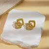 Moda Europeia e Americana Quadrado Camada Dupla Aço Inoxidável Elegante Tendência Brincos de Alta Qualidade Brincos de Ouro 18K Joias Femininas Atacado