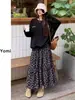 Falda floral favorecedora para figura tipo pera en mujeres, talla grande de verano, cintura alta, adelgazante, estilo suave, falda larga línea A