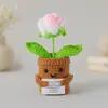 Maceta de hilo transfronterizo tejida a mano para plantas, maceta de punto creativa para Navidad, mini adorno lindo para escritorio