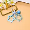 Pingente de chaveiro pentagrama duplo criativo em estoque com sinos coloridos, acessórios para decoração de bolsa feminina DIY artesanal