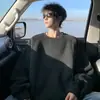 Nova Blusa de Moletom Casual Vintage Masculina Outono/Inverno Estilo Coreano Tendência Solta Pulôver Top Jaqueta Jovem