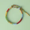 Pulsera Trenzada Multicolor Estilo Nacional con Colgante de Aleación Esmaltada, Ajustable, Accesorio de Mano Estilo Nacional de Paz y Buena Suerte
