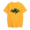 Suéter redondo de manga corta con estampado de leopardo verde, camiseta casual simple para hombre y mujer, algodón poliéster