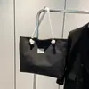 Bolsa Tote de Ombro Grande Capacidade Moda Versátil Lona Corda de Letras Letras Grande Capacidade Casual Simples Bolsa de Mão