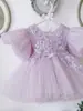 Vestido de Aniversário de Um Ano para Menina 2026 Novo Modelo Traje de Apresentação de Piano Apresentadora Festa de Aniversário Infantil Vestido de Casamento