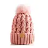 Chapéu de Lã Grosso com Pom-Pom Grande Forrado de Fleece para Outono e Inverno Chapéu Macio Quente com Pom-Pom Trançado de Juta Cruzada Atacado Transfronteiriço