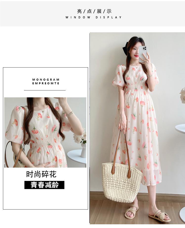 夏季新款泡泡袖孕妇连衣裙