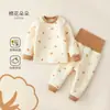 Conjunto de Ropa Interior Térmica para Bebé con Relleno de Algodón, Engrosado para Niñas, Conjunto de Otoño e Invierno de Tops y Pantalones, Ropa de Otoño para Bebé, Conjunto de Otoño para Niños