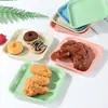 Plato Creativo de Paja de Trigo Vajilla Plato Cuadrado Plato para Escupir Huesos Plato Pequeño de Plástico Plato Doméstico con Hueso