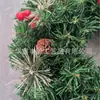 Corona de Navidad. Pinos de PVC con Piñas Blancas y Bayas Rojas, 118 Piezas, Diámetro 23, Colgante de Pared Decorativo Decoración Navideña