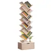 Estantería Sencilla de Pie Estante de Almacenamiento Sala de Estar Forma de Árbol Librería Pequeña Hogar Montado en Pared Gabinete de Almacenamiento Multicapa para Espacios Estrechos