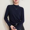 Capa Base Negra de Cuello Alto para Mujer con Acabado de Alta Gama, Tejido de Punto Otoño e Invierno, Ropa para Mujer Tallas Grandes, Nuevo Top de Lana Merino 2026