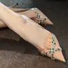 Nuevos zapatos de tacón alto estilo francés para mujer, punta fina, color nude, con pedrería, tacón delgado, charol, sexys, versátiles, estilizan, adecuados para ir a la oficina.