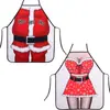 Delantal Divertido con Logo Personalizado Impermeable Chica Bikini de Santa Novedad Cocina Regalo de Broma Creativo