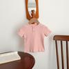 2023 Verão Novos Meninos e Meninas Bebê Cor Sólida Top Infantil Algodão Crewneck Elegante All-match Candy Color T-shirt