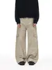 Feng She Roupa Masculina / Calça Casual de Trabalho com Múltiplos Bolsos Estilo Americano Perna Curva para Homens e Mulheres Calças Retrô Largas de Perna Reta Perna Larga Comprimento Total