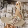 Sandalias de Verano para Mujer con Flor de Diamante Pequeño Estilo Paja, Calzado para Playa y Costa, Suela de Plataforma Antideslizante 2025