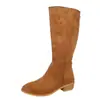 Botas Longas de Camurça com Salto Grosso para Outono/Inverno 2026 Europeias e Americanas, Afinando a Silhueta, para Mulheres, com Zíper nas Costas, Salto Alto, Cano Alto, Botas Fashion para Mulheres