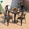 Aleación de Aluminio Exterior Plástico Madera Mesas y Sillas Patio Jardín Cafetería al Aire Libre Impermeable Exterior Balcón Pequeñas Mesas y Sillas de Ocio