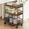 Estantería debajo del escritorio, estantería pequeña al lado del escritorio, móvil con ruedas, carrito lateral para escritorio de oficina, gabinete de almacenamiento de libros