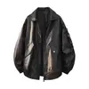 Jaqueta de couro 2026, exclusivamente para vendas transfronteiriças, tamanho europeu, estilo retrô americano, marca da moda, jaqueta casual de voo para motociclista, modelagem solta masculina