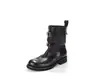 Versión de Piel de Vaca~Hebilla Retro Botines Cortos de Caballero Tacón Grueso Botas Vaqueras Occidentales para Mujer Adelgazantes Punta Redonda Botas Cortas de Motociclista