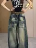 PMOH Jeans de Pierna Recta Holgados Adelgazantes con Diseño de Textura de Nudo de Bambú Retro para Mujer Estilo Nuevo de Otoño