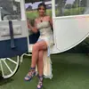 Wy23037 Verano 2026 Nuevo Estilo Europeo y Americano Elegante Malla Estampada Ajustado Vestido Tubo para Mujer