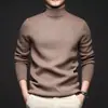 Tejidos de punto de alta gama para primavera y otoño para hombre 2025 Nuevos tejidos de punto cálidos con cuello alto casual, suaves y amigables con la piel, forrados de felpa para hombre