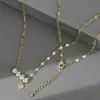 Corrente Elegante para Clavícula Banhada a Ouro Real com Zircônia Design de Nicho Feminino Colar com Letra LOVE Colar da Moda
