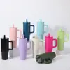 Novo copo de gelo simples de camada dupla com retenção de frio e alça, isolamento em aço inoxidável, à prova de vazamentos, bico dobrável, copo de carro portátil