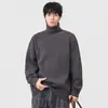 Suéter de Punto para Hombre con Cuello Alto Estilo Retro Japonés 2025 Otoño e Invierno Nuevo Versátil Casual Pulóver Moderno Grueso