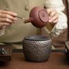Tanque para Residuos de Té de Cerámica Jianshui con Tapa, Cubo para Té Desechado, Dosel de Loto Esmaltado Hierro Dorado Estilo Japonés, Accesorios para Ceremonia del Té, Mesa de Té para Infusión Seca