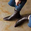 Botines retro de estilo francés para mujer, de suela blanda, punta cuadrada, tacón bajo, suela gruesa, ajustados, con cremallera, botas negras de comercio exterior transfronterizo para otoño e invierno